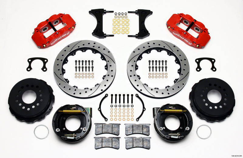 Wilwood Narrow Superlite 4R Rear P-Brk Kit 12.88in Drilled Red Small Ford 2.66in Offset 140-9216-DR 140-9216-DR Photo - Primary