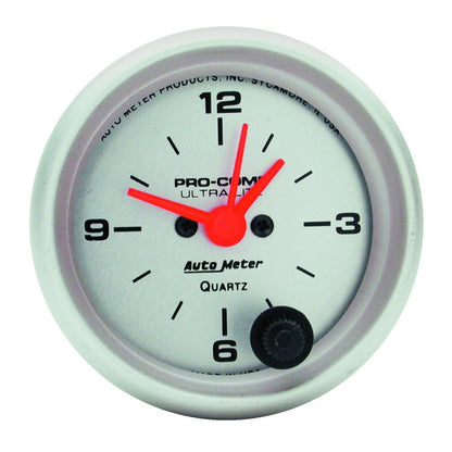 Autometer Gauge, Clock, 2 1/16", 12Hr, Analog, Ultra-Lite 4385 Photo - Primary