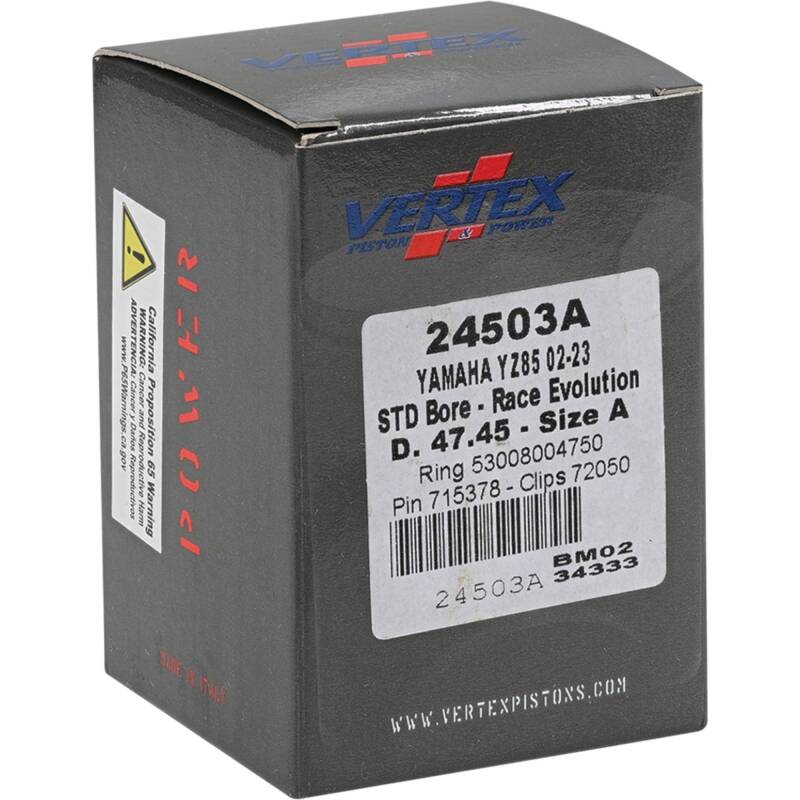 Vertex Pistons Vertex Piston 02-24 Yamaha YZ 85 85cc Cast Race Evolution Piston Kit 24503A 24503A Photo - Primary