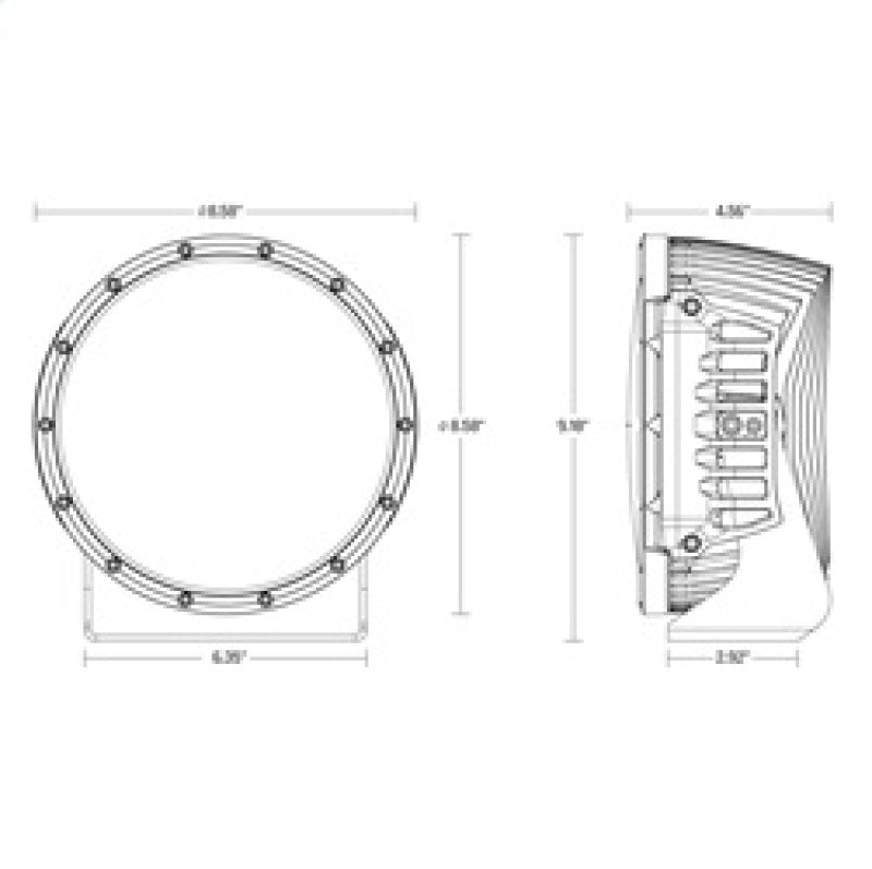 Rigid Industries 360-Series 9in LED Off-Road Spot Beam - Amber 36522 36522 Technical Drawing