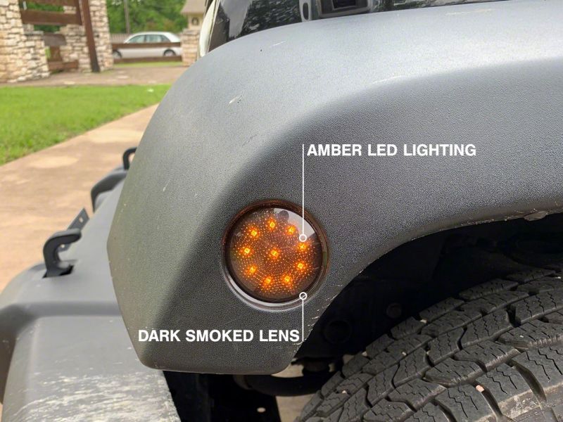 Raxiom 07-18 Jeep Wrangler JK LED Side Marker Lights- Smoked J106752 J106752 Photo - Close Up