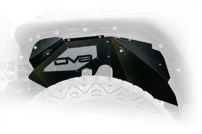 DV8 Offroad 07-18 Jeep Wrangler JK Front Aluminum Inner Fender w/ Rock Lights - Black INFEND-01FBRL INFEND-01FBRL Photo - Primary