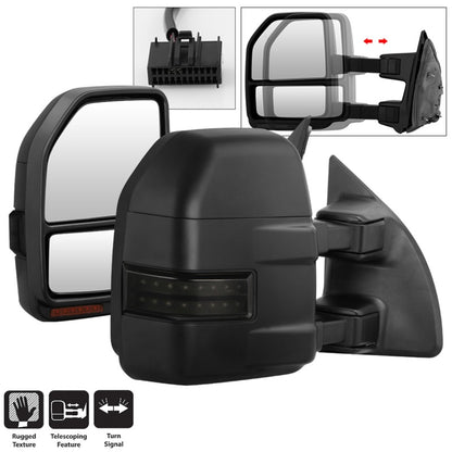 SPYDER xTune 08-15 Ford Super Duty LED Telescoping Manual Mirrors - Smk (Pair) (MIR-FDSD08S-G4-MA-RSM-SET) 9943119 9943119 Photo - Primary