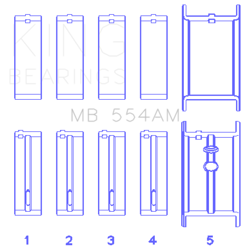 King Engine Bearings King GM 265/283/302/327 8 Cyl (Size STD) Main Bearing Set MB554AM MB554AM Photo - Primary