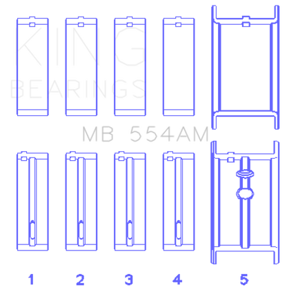 King Engine Bearings King GM 265/283/302/327 8 Cyl (Size STD) Main Bearing Set MB554AM MB554AM Photo - Primary