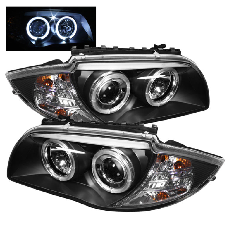 Spyder BMW E87 1-Series 08-11 Projector Headlights LED Halo Black High H1 Low H7 PRO-YD-BMWE87-HL-BK 5008985 5008985 Photo - Primary