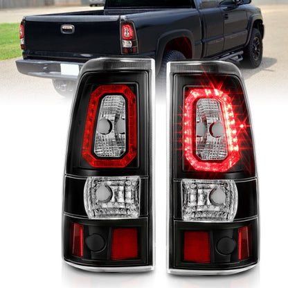 ANZO 1999-2002 Chevy Silverado 1500 LED Taillights Plank Style Black w/Clear Lens 311324 311324 Photo - Primary