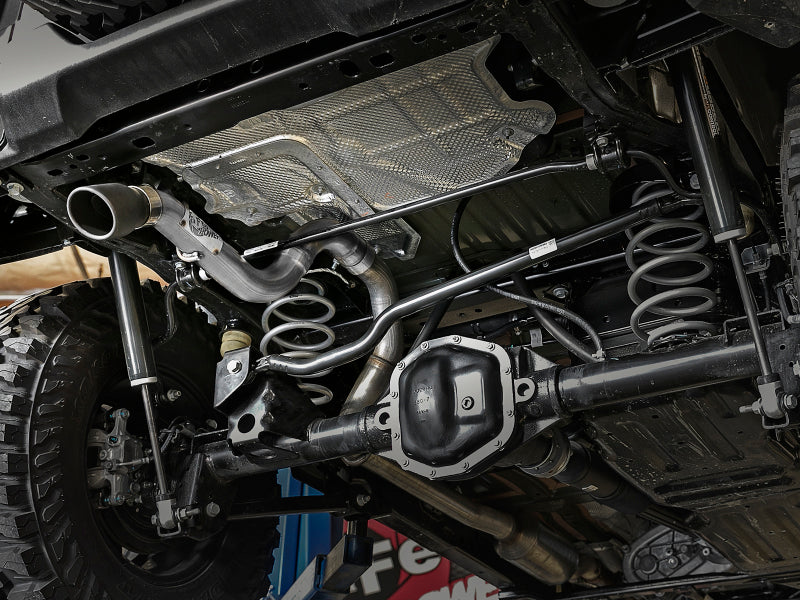 aFe MACH Force-Xp Axle-Back Exhaust System w/Black Tip 18-20 Jeep Wrangler L4-2.0T / V6-3.6L 49-48070-1B 49-48070-1B Photo - Mounted