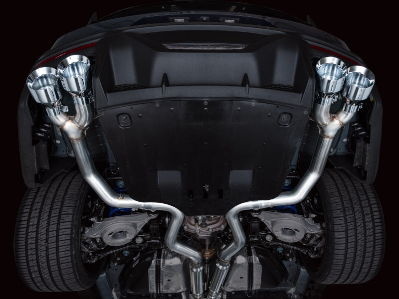 AWE Tuning AWE 2024 Ford Mustang Dark Horse S650 RWD Track Edition Catback Exhaust w/ Quad Chrome Silver Tips 3020-42375 3020-42375 Photo - Mounted