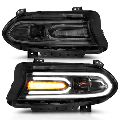 ANZO 2015-2018 Dodge Charger Projector Headlights Plank Style Black 121559 121559 Photo - Unmounted