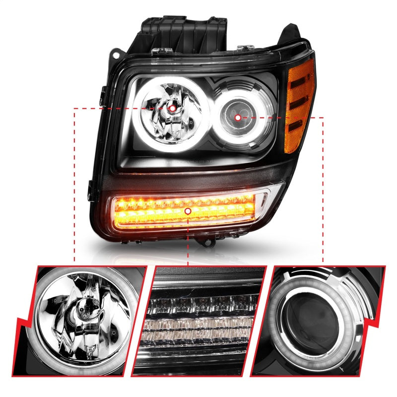 Anzo 2007-2012 Dodge Nitro Projector Headlights w/ Halo Black (CCFL) G2 111145 Photo - Unmounted