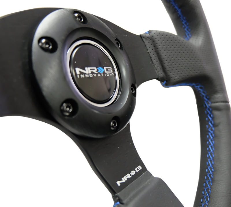NRG Reinforced Steering Wheel-Leather Steering Wheel 320mm w/ Blue Stitch RST-012R-BL Photo - Primary