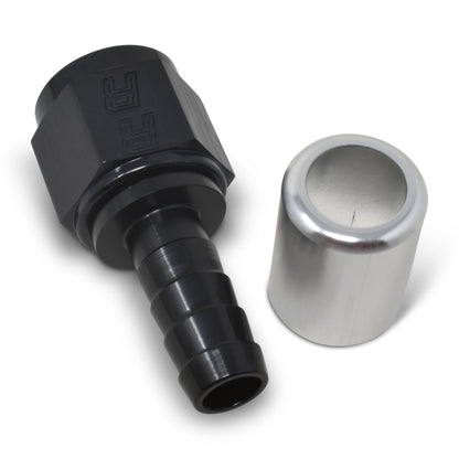Russell Crimp-On Straight Hose End - Black / Silver 610523 Photo - out of package