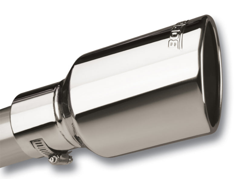 Borla Universal Polished Tip Single Round Rolled Angle-Cut w/Clamp (inlet 2 1/2in. Outlet 4 x 4in) * 20156 20156 Photo - Primary