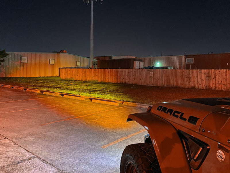 ORACLE Lighting 18-22 Jeep Wrangler JL/ 20-22 Gladiator JT Skid Plate w/ Integr LED Emitters - Amber 5883-005 5883-005 Photo - lifestyle view