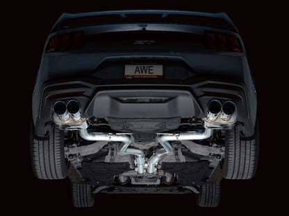 AWE Tuning AWE 2024 Ford Mustang GT Fastback S650 RWD SwitchPath Catback Exhaust w/ Quad Chrome Silver Tips 3025-42650 3025-42650 Photo - Mounted