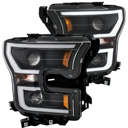 Anzo 2015-2016 Ford F-150 Projector Headlights w/ Plank Style Design Black 111347 Photo - Primary