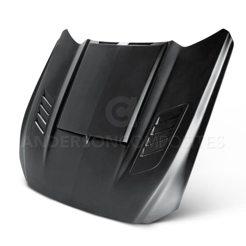 Anderson Composites 2015-2016 Ford Mustang Ram Air Fiberglass Hood AC-HD15FDMU-AB-GF AC-HD15FDMU-AB-GF Photo - Primary
