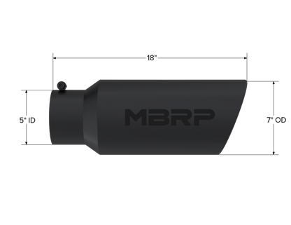 MBRP Universal Tip 7in O.D. Rolled End 5in inlet 18in length Black T5127BLK Photo - Close Up