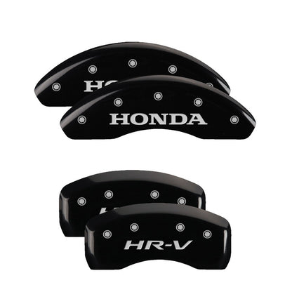 MGP 4 Caliper Covers Engraved Front Honda Engraved Rear HR-V Black finish silver ch 20217SHRVBK 20217SHRVBK Photo - Primary
