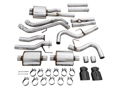 AWE Tuning AWE 16-22 Toyota Tacoma 0FG Catback Exhaust w/ BashGuard - Dual Diamond Black Tips 3015-33826 3015-33826 Photo - out of package