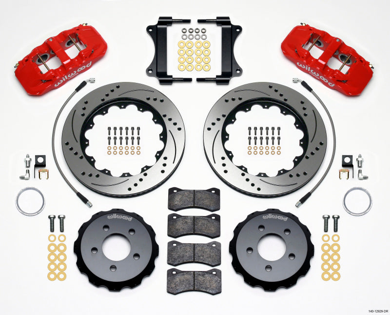 Wilwood AERO6 Front Hat Kit 14.25 Drilled Red 2008-2009 Pontaic G8 w/Lines 140-12929-DR 140-12929-DR Photo - Primary