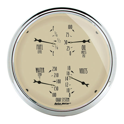 AutoMeter Gauge Quad 5in. 0 Ohm(e) to 90 Ohm(f)Elec Antique Beige 1819 1819 Photo - Primary