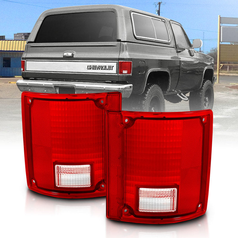 ANZO 1978-1991 Chevy Blazer Taillight Red/Clear Lens w/o Chrome Trim Fleetside (OE Replacement) 311317 311317 Photo - Primary
