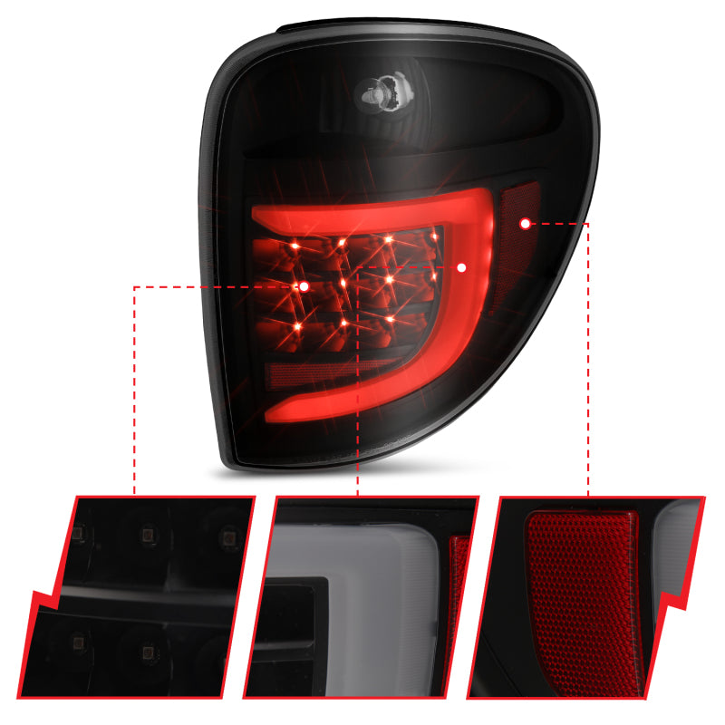 ANZO 2004-2007 Dodge Grand Caravan LED Tail Lights w/ Light Bar Black Housing Smoke Lens 311366 311366 Photo - Unmounted