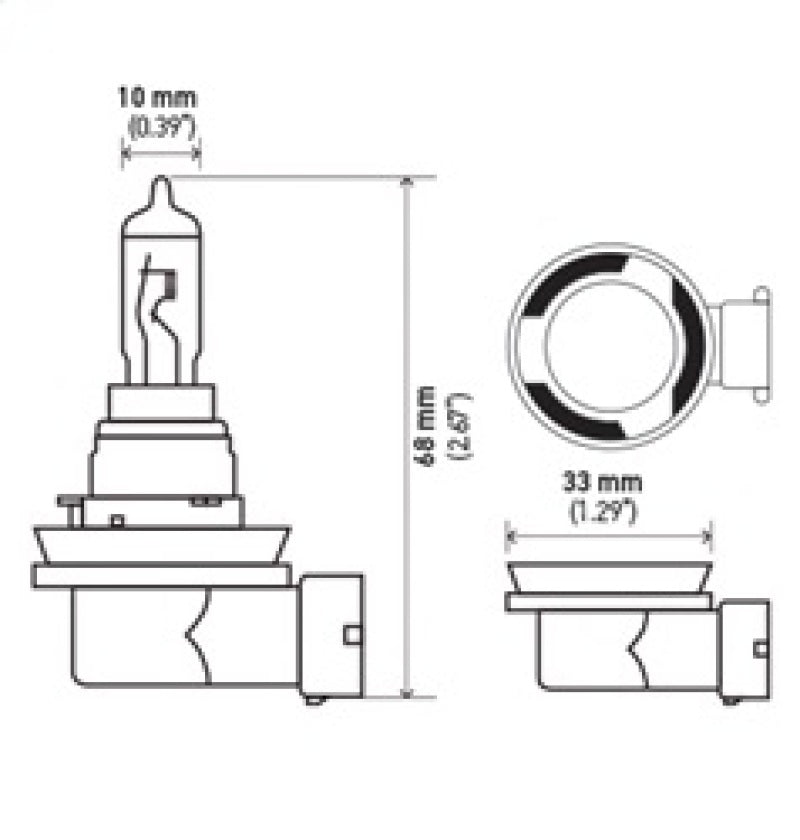 Hella Bulb H16 12V 19W Pgj193 Sb H16SB H16SB Technical Drawing