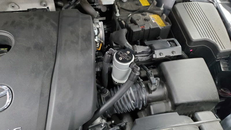 J&L 14-22 Mazda CX5 2.5L Non-turbo Driver Side 3.0 Oil Separator Kit - Clear Anodized 3111D-C 3111D-C Photo - Close Up