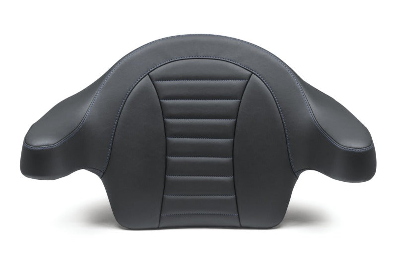 Mustang Motorcycle Mustang 93-13 HD FL Touring Extended Arm Wrap-Around Backrest Deluxe - Black w/Blue Stitching 79014SB 79014SB User 1