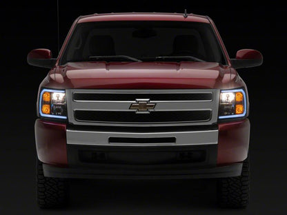 Raxiom 07-13 Chevrolet Silverado 1500 Axial Headlights w/ SEQL LED Bar- Blk Housing (Clear Lens) S138004 S138004 Photo - Close Up