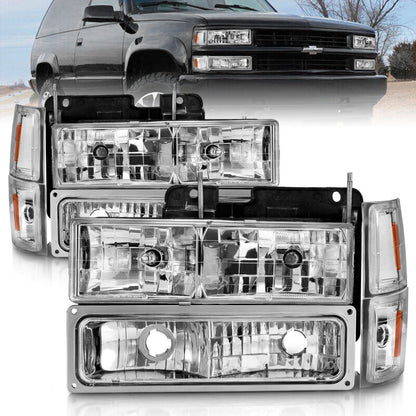 ANZO 88-98 Chevrolet C1500 Crystal Headlights Chrome w/ Signal and Side Marker Lights 111506 111506 Photo - Primary
