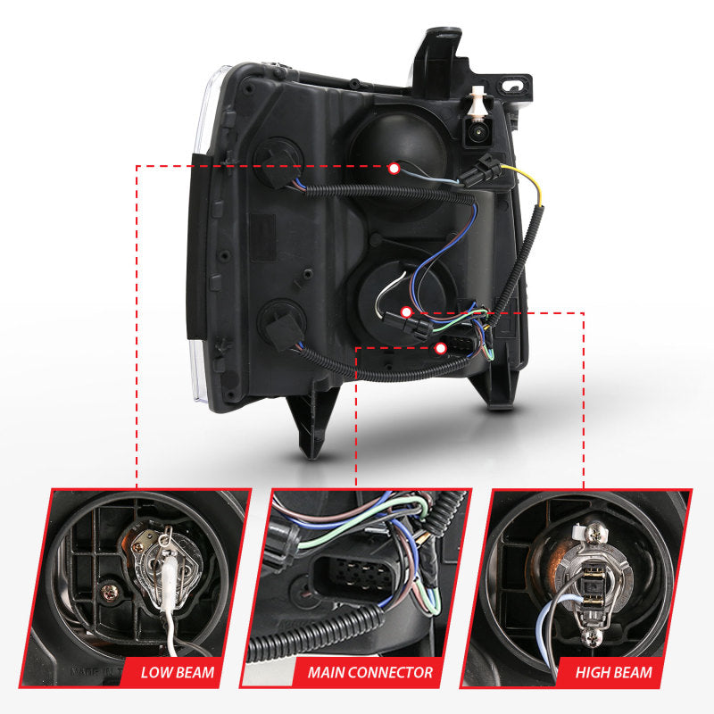 ANZO 2007-2013 Chevy Silverado 1500 Projector Plank Style Chrome Amber 111481 111481 Photo - Unmounted