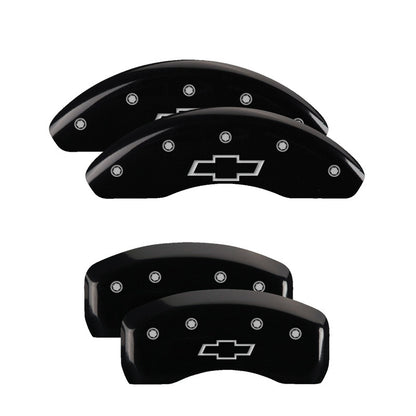 MGP 4 Caliper Covers Engraved Front & Rear Bowtie Black finish silver ch 14219SBOWBK 14219SBOWBK Photo - Primary