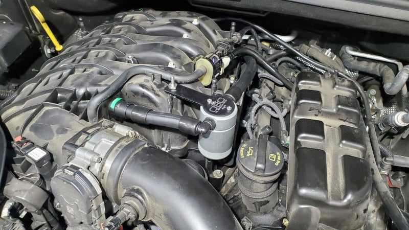 J&L 16-22 Dodge Durango / Jeep Grand Cherokee 3.6L Oil Separator 3.0 Passenger Side - Clear Anodized 3074P-C 3074P-C Photo - Mounted