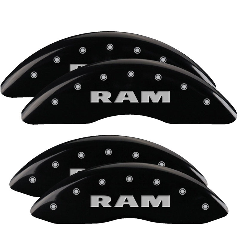 MGP 4 Caliper Covers Engraved Front & Rear RAM Black finish silver ch 12124SRAMBK 12124SRAMBK Photo - Primary