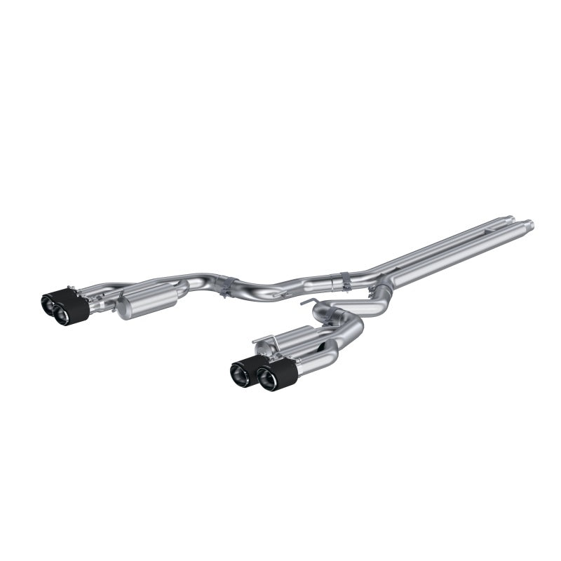 MBRP 18-22 Ford Mustang GT 5L T304 SS 3in Cat-Back Dual Rear w/4in Quad Carbon Fiber Tips (Race) S72073CF S72073CF Photo - Primary