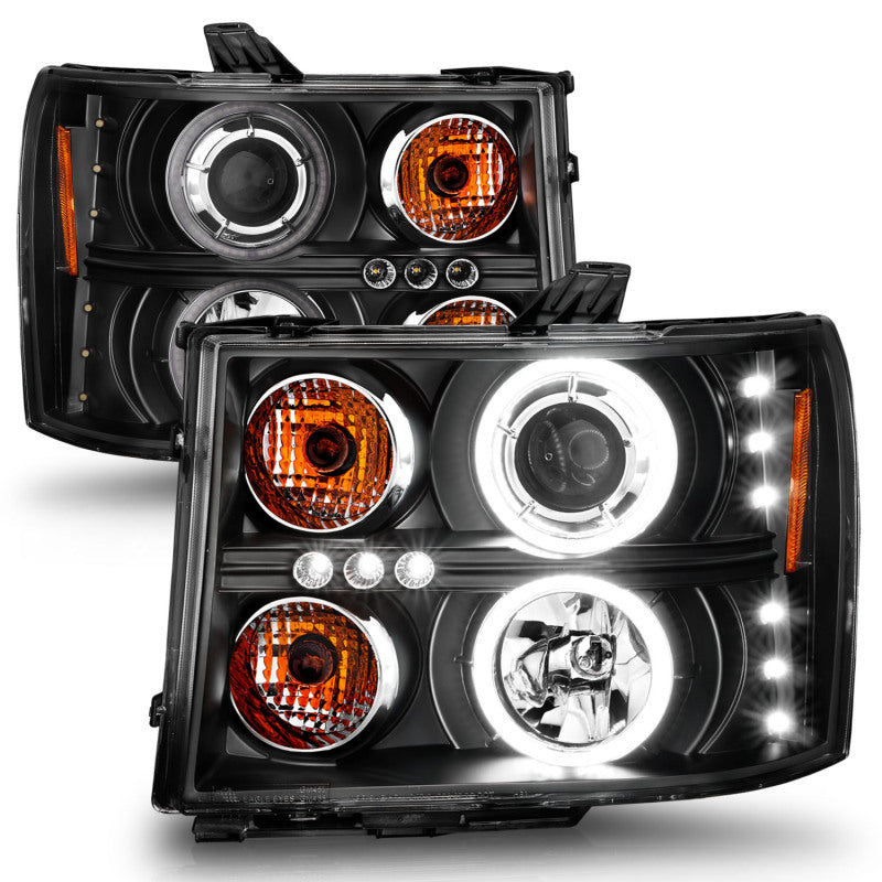 Anzo 2007-2013 Gmc Sierra 1500 Projector Headlights w/ Halo Black 111125 User 7