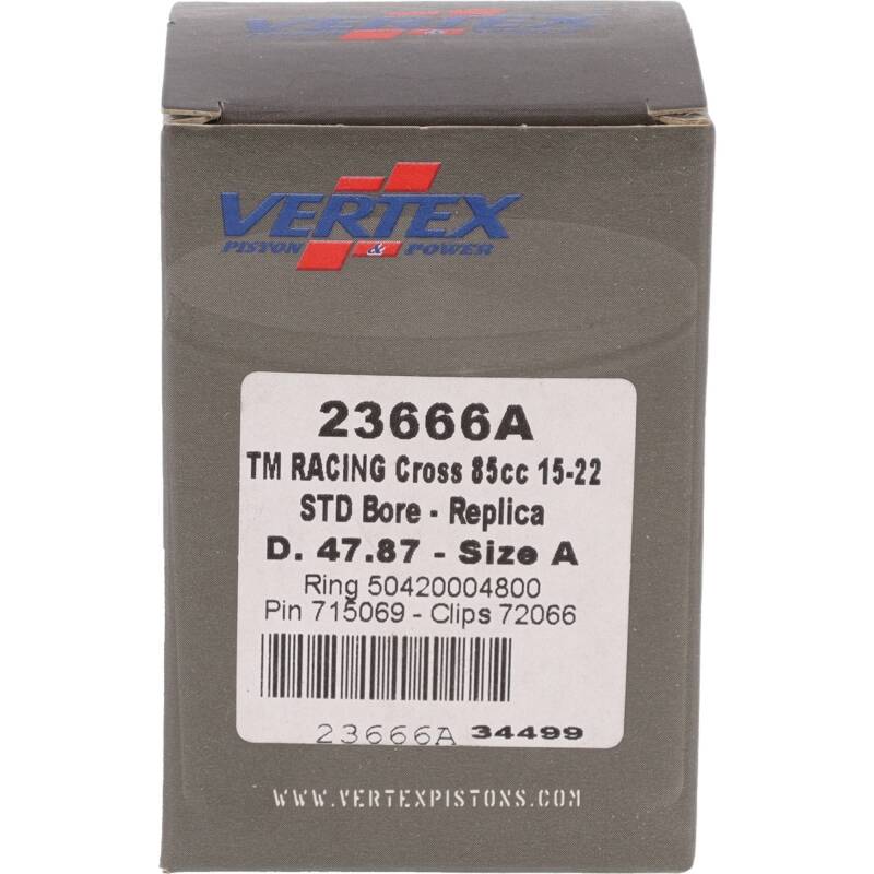 Vertex Pistons Vertex Piston 08-14 TM MX 85 85cc Cast Replica Piston Kit 23666A 23666A Photo - Primary