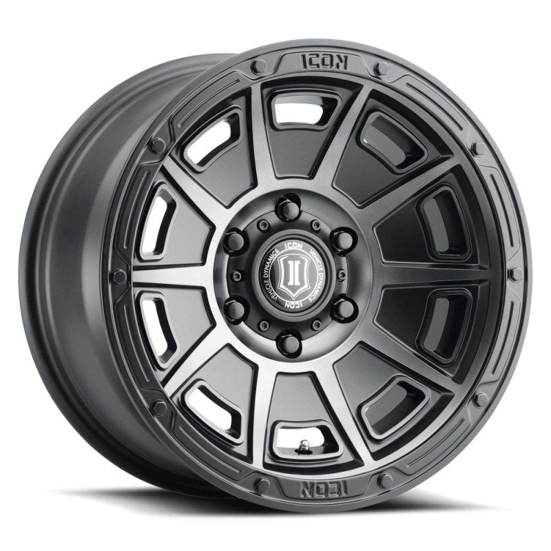 ICON Victory 17x8.5 6x5.5 0mm Offset 4.75in BS Smoked Satin Black Tint Wheel 3017858347SSBT 3017858347SSBT Photo - Primary