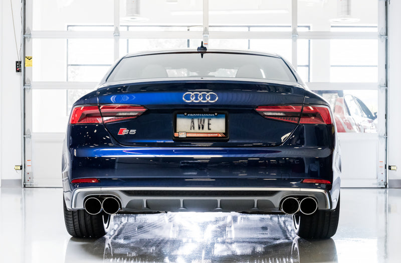 AWE Tuning Audi B9 S5 Coupe 3.0T Track Edition Exhaust - Chrome Silver Tips (102mm) 3010-42064 3010-42064 Photo - Mounted
