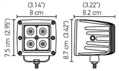 Hella Valuefit Cube Led Flood Light - White 357204041 Technical Drawing