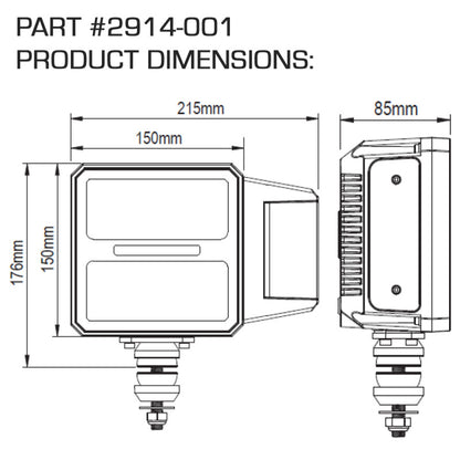 ORACLE Lighting Multifunction LED Plow Headlight with Heated Lens 5700K 2914-001 2914-001 Technical Drawing