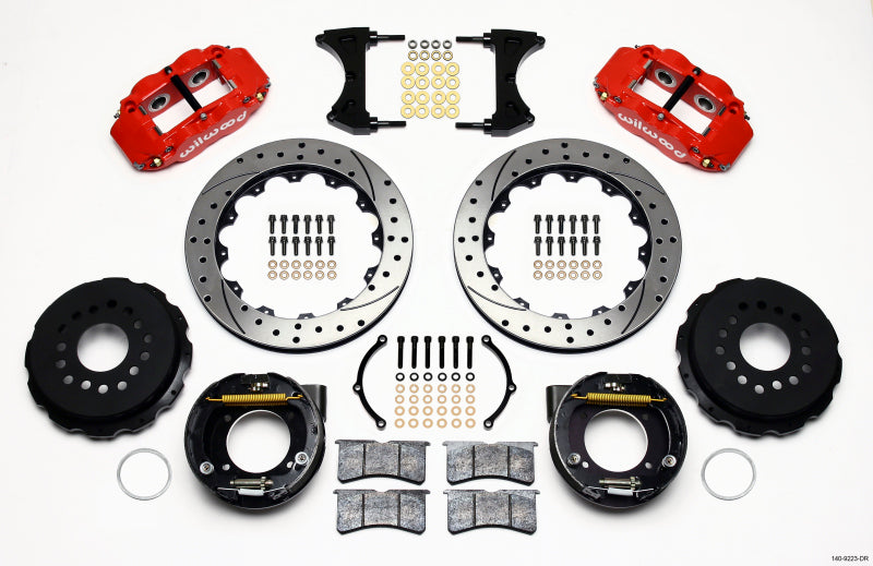 Wilwood Narrow Superlite 4R Rear P-Brk Kit 12.88in Drilled Red Ford 8.8 w/2.5in Offset-5 Lug 140-9223-DR 140-9223-DR Photo - Primary