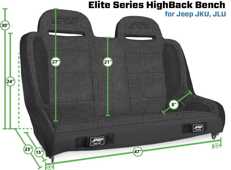 PRP Seats PRPJeep Wrangler JKU/JLU  Elite Series Suspension Bench Seat A9247 A9247 Photo - Close Up