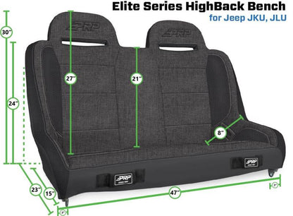 PRP Seats PRPJeep Wrangler JKU/JLU  Elite Series Suspension Bench Seat A9247 A9247 Photo - Close Up