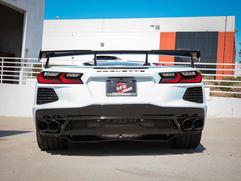 aFe MACH Force-Xp 2-1/2in 304SS Cat-Back 2020 Chevy Corvette (C8) 6.2L - Black Tip 49-34127-B 49-34127-B Photo - Mounted