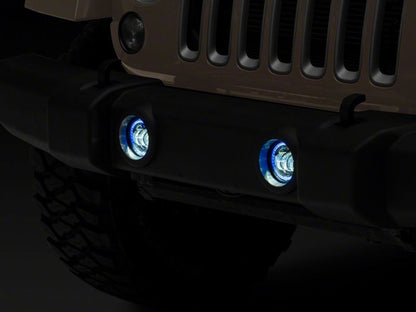 Raxiom 07-18 Jeep Wrangler JK Axial Series 4-In LED Fog Lights w/ RGB Halo J143371 J143371 Photo - Close Up